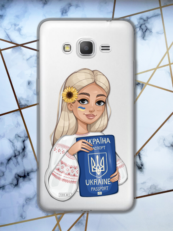 Прозорий чохол для Samsung Galaxy G530 / Grand Prime з дизайном "Дівчина з паспортом" принт 13