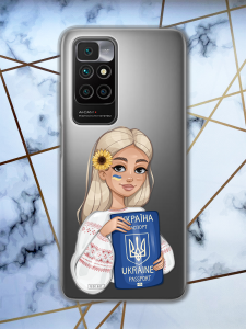 Прозорий чохол для Xiaomi Redmi 10 з патріотичним дизайном "Дівчина з паспортом" принт 13