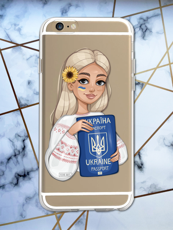 Прозорий чохол на iPhone 6/6s :: Дівчина з паспортом (принт 13)