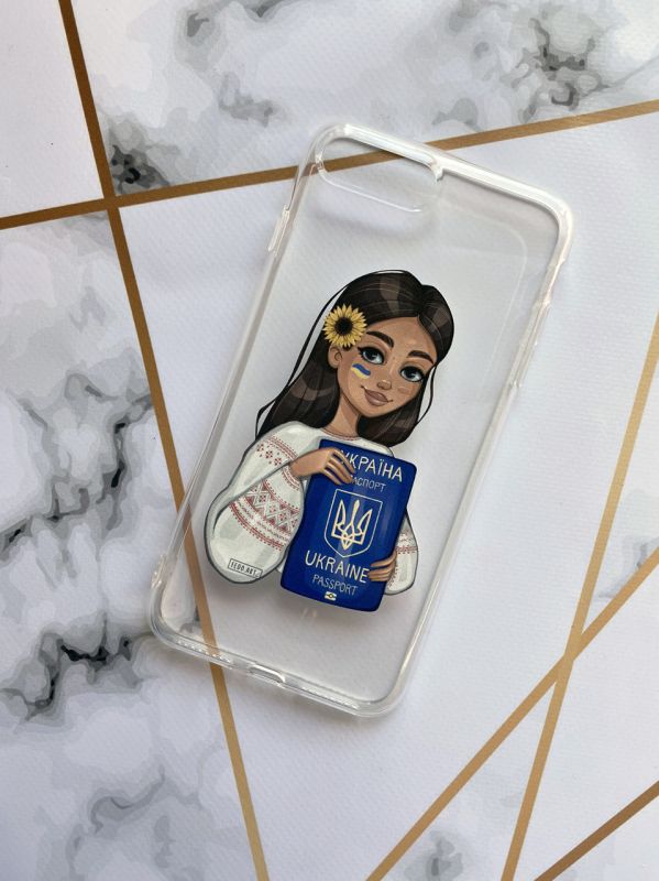 Прозорий чохол на iPhone 7 Plus/8 Plus ::  Дівчина з паспортом (принт 12)