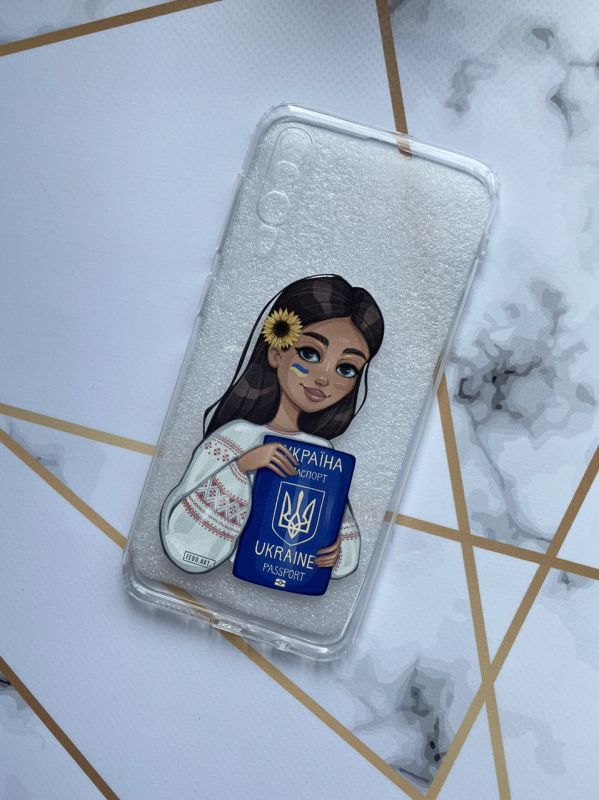 Прозорий чохол на Samsung Galaxy А50 (2019) А505 з дизайном "Дівчина з паспортом" принт 12