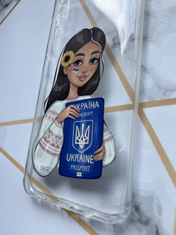 Прозорий чохол на Samsung Galaxy А50 (2019) А505 з дизайном "Дівчина з паспортом" принт 12
