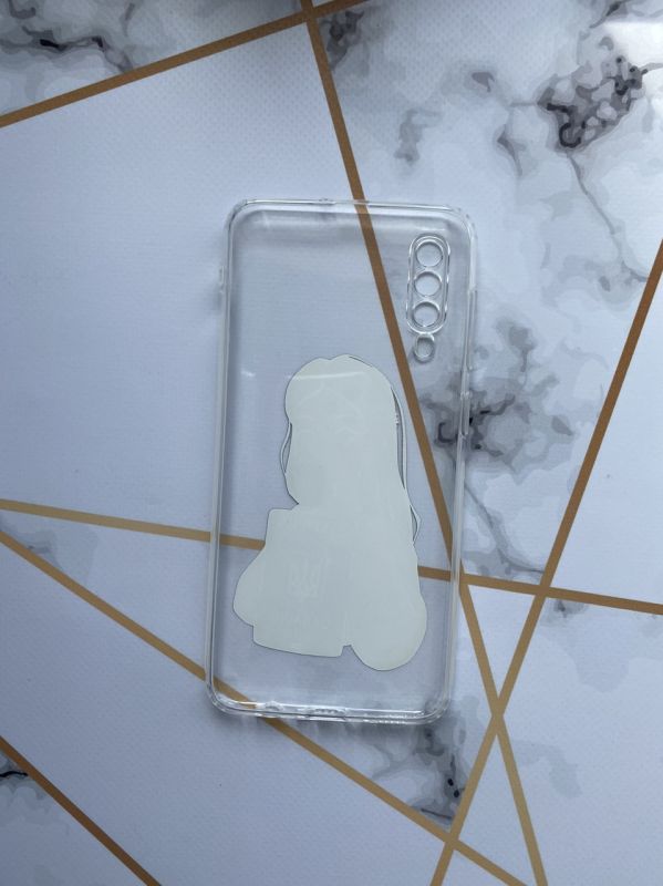 Прозорий чохол для Samsung Galaxy А50 (2019) А505 з патріотичним дизайном "Дівчина з паспортом" принт 12