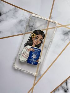 Чохол з потовщеними кутами для  iPhone XS Max з патріотичним дизайном Дівчина з паспортом принт 12