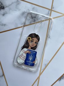 Прозорий чохол для Xiaomi Redmi Note 8 Pro з патріотичним дизайном "Дівчина з паспортом" принт 12