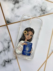 Прозорий чохол для Apple iPhone 13 з дизайном "Дівчина з паспортом" принт 12
