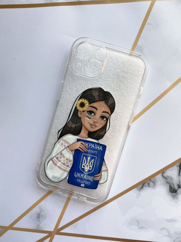 Прозорий чохол для Apple iPhone 13 з дизайном "Дівчина з паспортом" принт 12