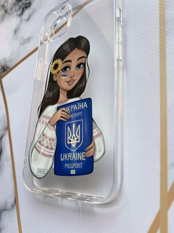 Прозорий чохол для Apple iPhone 13 з дизайном "Дівчина з паспортом" принт 12