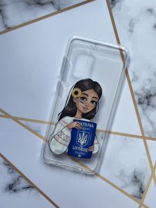 Прозорий чохол для Samsung A31 з патріотичним дизайном "Дівчина з паспортом" принт 12
