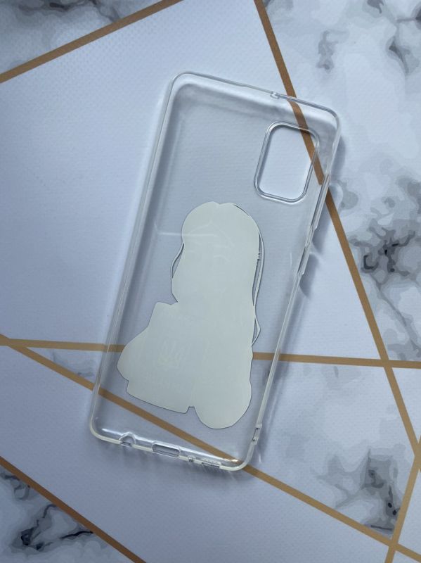 Прозорий чохол для Samsung A31 з патріотичним дизайном "Дівчина з паспортом" принт 12