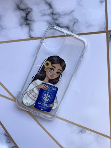 Прозорий чохол для Apple iPhone 11 Pro (5,8) з патріотичним дизайном "Дівчина з паспортом" принт 12