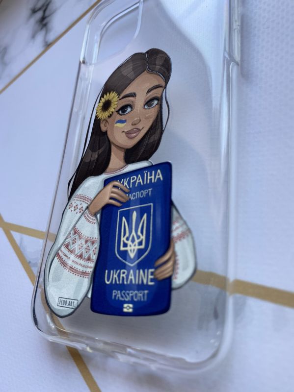 Прозорий чохол для Apple iPhone 11 Pro (5,8) з патріотичним дизайном "Дівчина з паспортом" принт 12