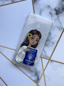 Чохол з потовщеними кутами для Xiaomi Redmi 8A з патріотичним дизайном "Дівчина з паспортом" принт 12