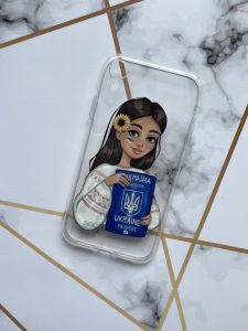 Прозорий чохол для iPhone XR з патріотичним дизайном "Дівчина з паспортом" принт 12