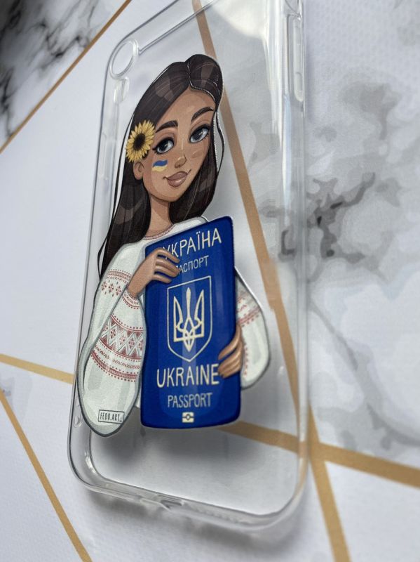 Прозорий чохол для iPhone XR з патріотичним дизайном "Дівчина з паспортом" принт 12