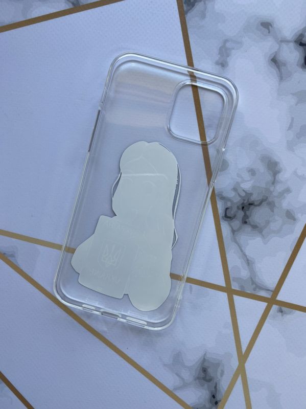 Прозорий чохол для iPhone 12 / 12 Pro з патріотичним дизайном "Дівчина з паспортом" принт 12