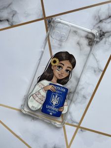 Прозорий чохол для Samsung A12 з патріотичним дизайном "Дівчина з паспортом" принт 12