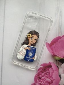 Прозорий чохол для Apple iPhone 13 Pro Max з патріотичним дизайном "Дівчина з паспортом" принт 12