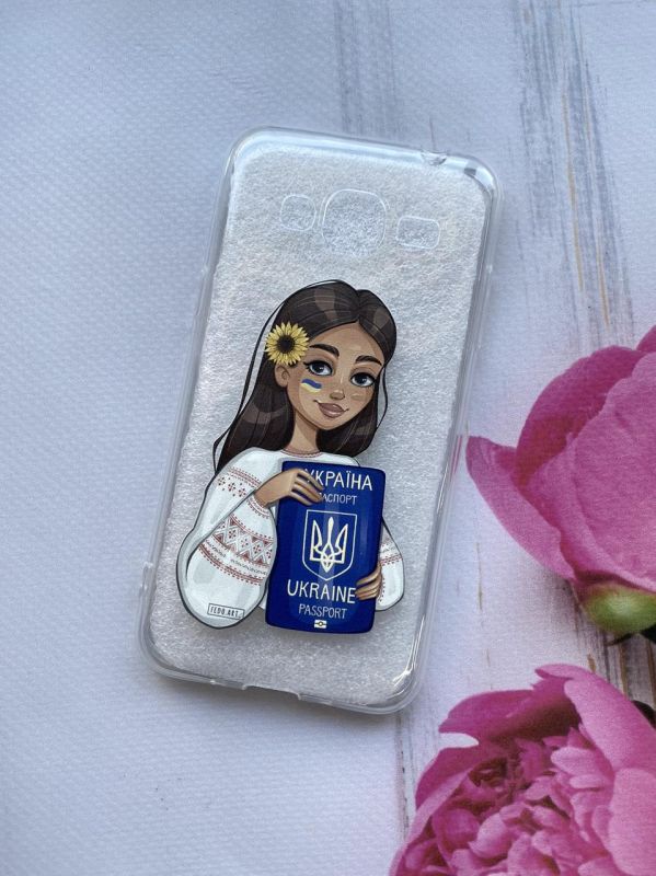 Прозорий чохол для Samsung Galaxy J3 (2016) J310 SM-J320H з дизайном "Дівчина з паспортом" принт 12