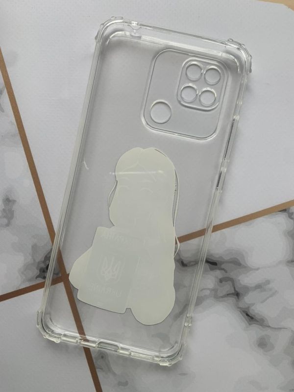 Прозорий чохол з потовщеними кутками для Xiaomi Redmi 10C з дизайном "Дівчина з паспортом" принт 13