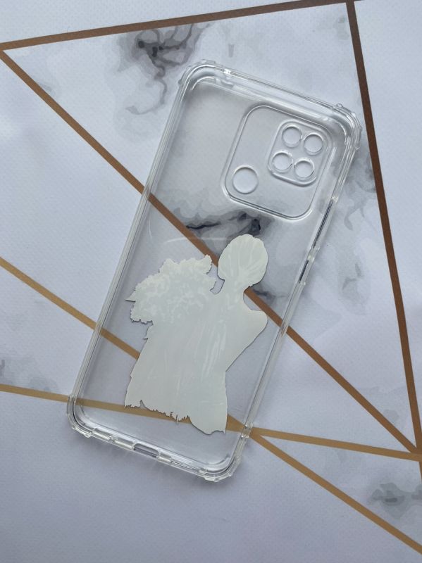 Прозорий чохол з потовщеними кутками для Xiaomi Redmi 10C з дизайном "Дівчина з бузком" принт 7