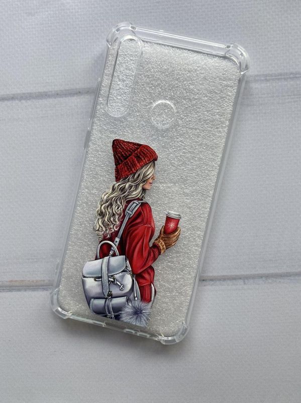 Чохол з потовщеними кутами для Xiaomi Redmi Note 8 з об’ємним дизайном "Дівчина з рюкзаком" принт 9