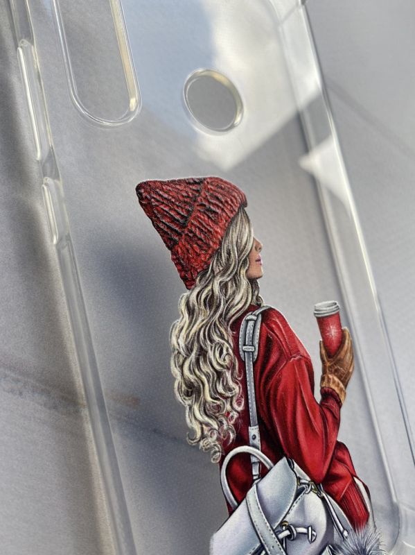 Чохол з потовщеними кутами для Xiaomi Redmi Note 8 з об’ємним дизайном "Дівчина з рюкзаком" принт 9