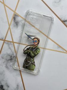 Прозорий чохол з потовщеними кутками для Xiaomi Redmi 10C з об’ємним дизайном "Дівчина пілот" принт 6