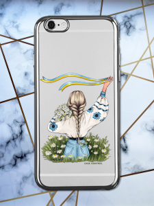 Прозорий чохол для iPhone 7, 8 з патріотичним дизайном "Дівчина зі стрічкою" принт 17