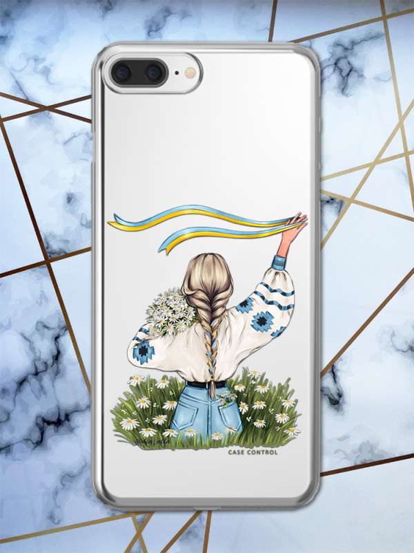 Прозорий чохол на iPhone 7 Plus/8 Plus ::  Дівчина зі стрічкою (принт 17)