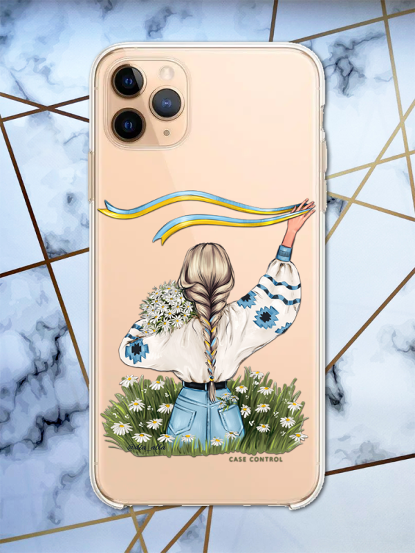 Прозорий чохол для Apple iPhone 11 Pro Max (6,5) з патріотичним дизайном "Дівчина зі стрічкою" принт 17