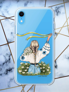 Прозорий чохол для iPhone XR з дизайном "Дівчина зі стрічкою" принт 17