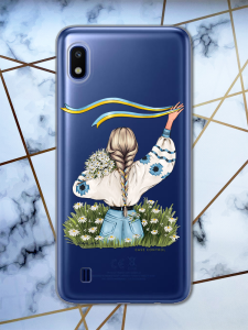 Чохол на Samsung Galaxy А10 (2019) А105 з патріотичним дизайном Дівчина зі стрічкою принт 17