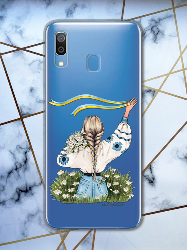 Прозорий чохол для Samsung Galaxy А30 (2019) / А20 (2019) з об'ємним друком "Дівчина зі стрічкою" принт 17