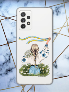 Прозорий чохол для Samsung Galaxy A73 5G з патріотичним дизайном "Дівчина зі стрічкою" принт 17