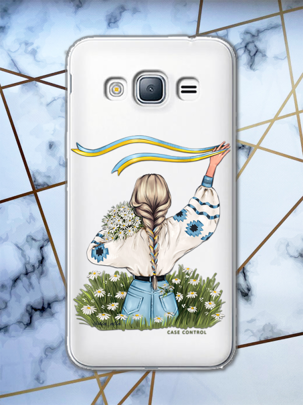 Прозорий чохол для Samsung Galaxy J3 2016 / J310 з патріотичним дизайном "Дівчина зі стрічкою" принт 17