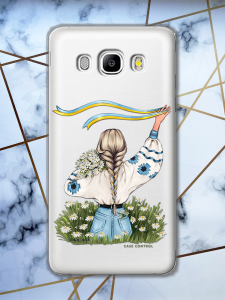 Прозорий чохол для Samsung Galaxy J5(2016) J510 з патріотичним дизайном "Дівчина зі стрічкою" принт 17