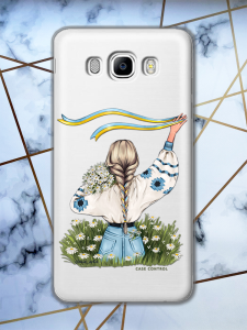 Прозорий чохол для SAMSUNG Galaxy J7(2016) J710 з патріотичним дизайном "Дівчина зі стрічкою" принт 17