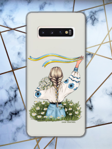 Прозорий чохол для Samsung Galaxy S10 з патріотичним дизайном "Дівчина зі стрічкою" принт 17