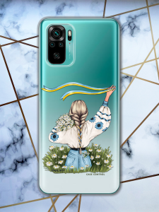 Прозорий чохол для Xiaomi Redmi Note 10 / Note 10s патріотичний дизайн "Дівчина зі стрічкою" принт 17