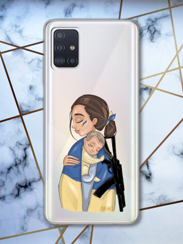 Прозорий чохол для Samsung Galaxy A71 / A715 патріотичний дизайн Дівчина з автоматом принт 20