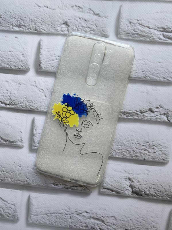 Прозорий чохол на Xiaomi Redmi Note 8 Pro патріотичний дизайн Українка Арт принт 3