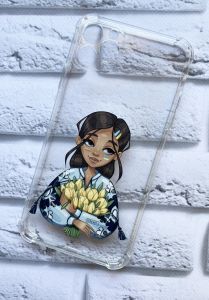 Чохол з потовщеними кутами на iPhone 11 Pro Max (6.5) патріотичний дизайн Дівчина з тюльпанами принт 22