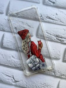 Чохол з потовщеними кутами на Samsung A13 4G рельєфний дизайн Дівчина з рюкзаком принт 9