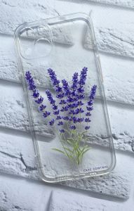 Прозорий чохол на Apple iPhone 13 рельєфний дизайн Лаванда принт 28