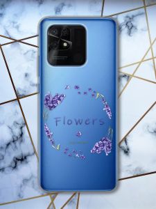 Прозорий чохол на Xiaomi Redmi 10C рельєфний дизайн Лавандовий віночок принт 19
