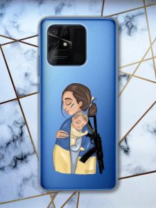 Прозорий чохол на Xiaomi Redmi 10C патріотичний дизайн Дівчина з автоматом принт 20