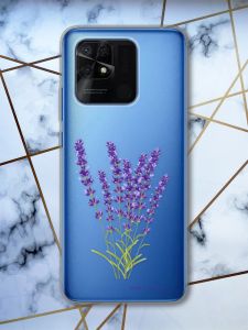Прозорий чохол на Xiaomi Redmi 10C рельєфний дизайн Лаванда принт 28