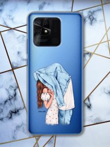 Прозорий чохол на Xiaomi Redmi 10C рельєфний дизайн Поцілунок принт 33