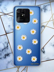 Прозорий чохол на Xiaomi Redmi 10C рельєфний дизайн Фон ромашки принт 41